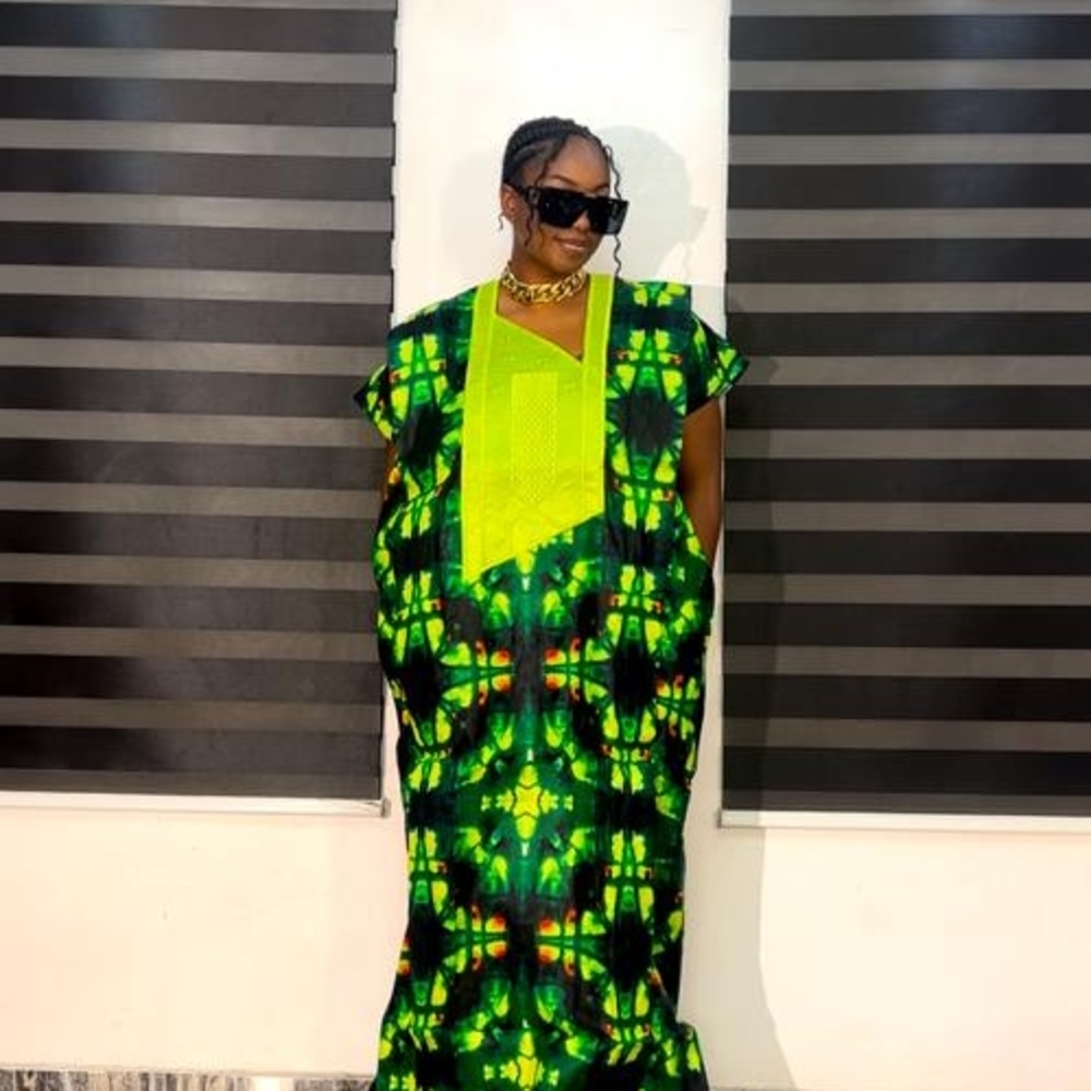 Vibrant Green and Yellow Women's Dress